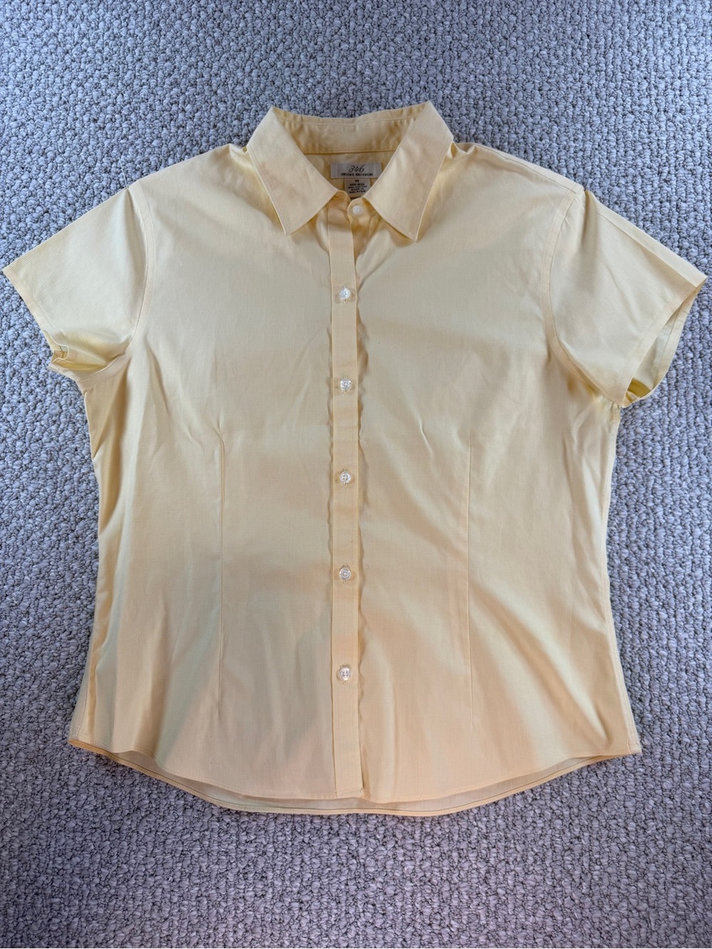 Preppy Yellow Short-Sleeve Button-Down Shirt by Brooks Brothers 346 Size 10